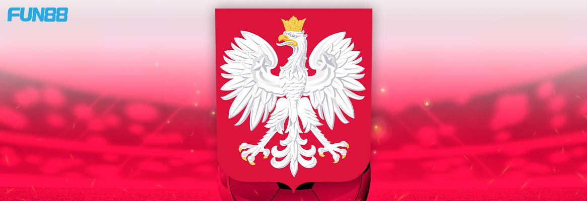 poland football team logo on a white and red background with fun88 logo